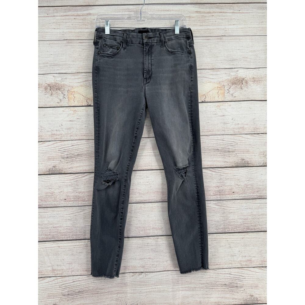 Mother‎ The Looker Ankle Fray Jeans Womens 30 Gray Black Fade Distressed